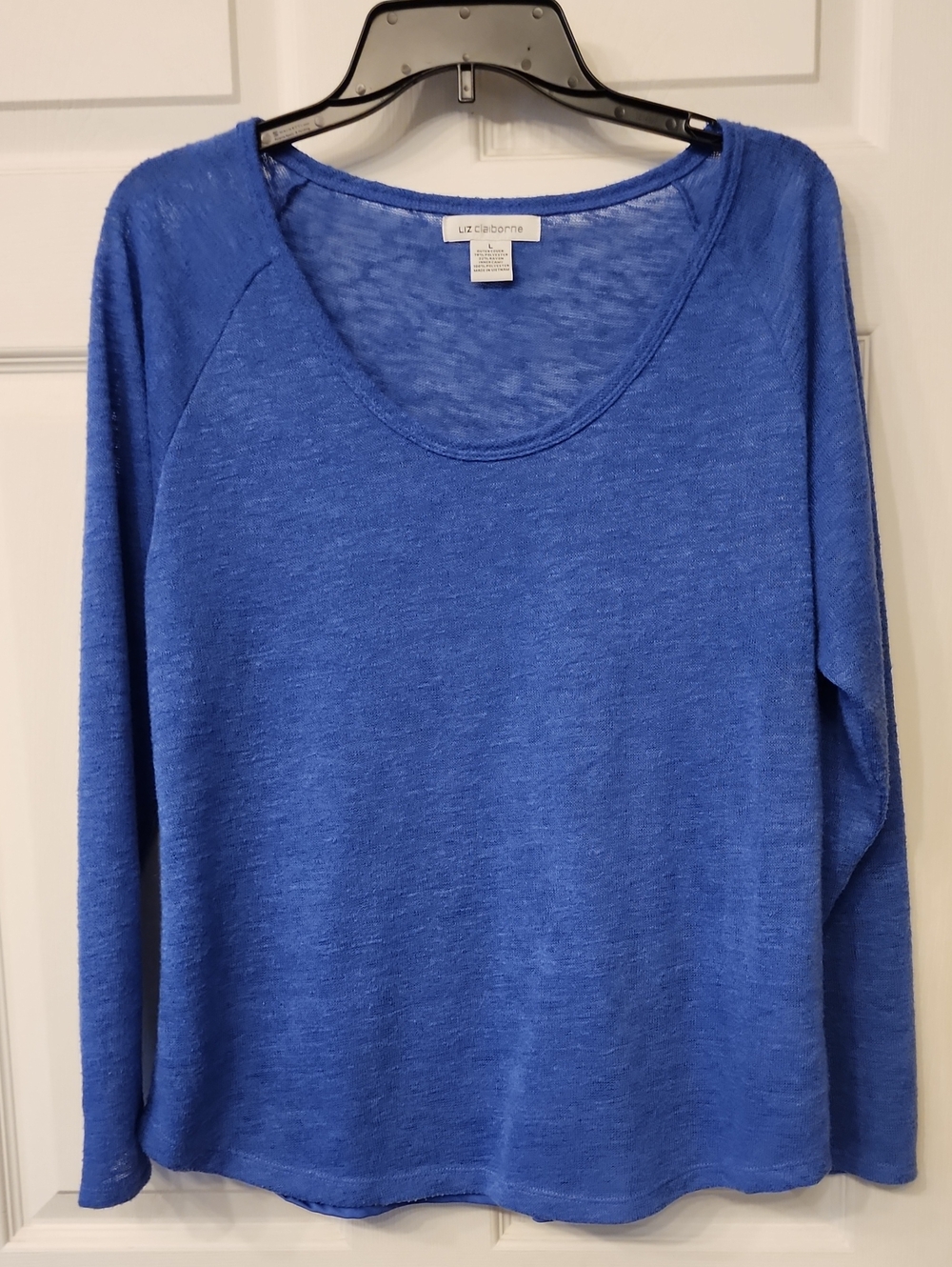 Liz Claiborne Royal Blue Lightweight Scoop Neck Long-Sleeve Top